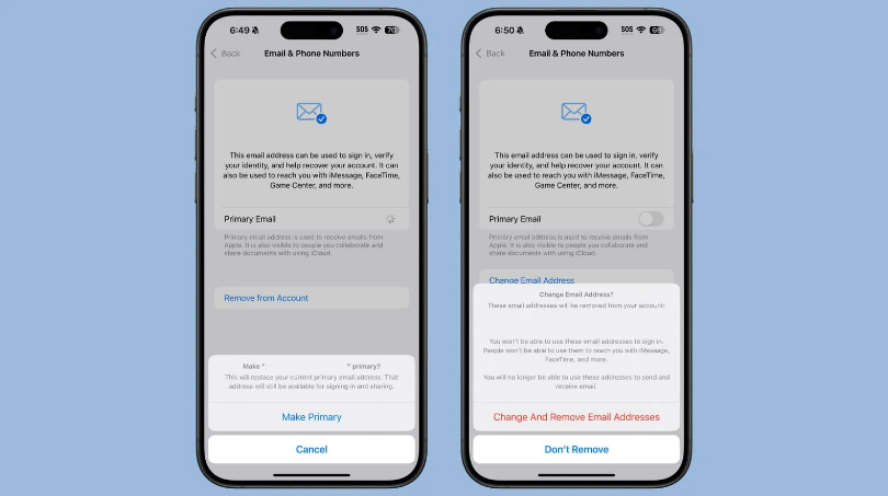 宜宾苹果手机维修分享苹果 iOS 18.1 支持设置“主要”邮箱地址并更改 iCloud 邮箱 