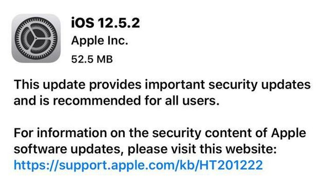 宜宾苹果手机维修分享iOS12.5.2发布，建议所有老苹果用户安装 